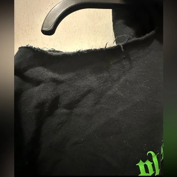 Playboy Black Distressed Hoodie with Green Rhinestone Logo - Picture 5 of 5